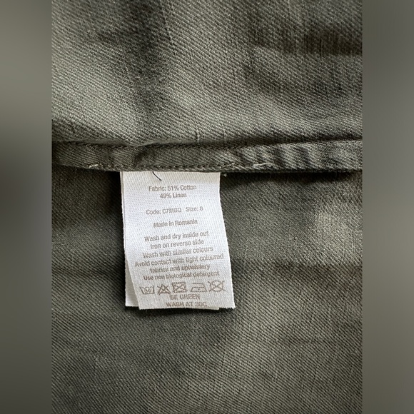 TOAST UK Elena Cotton Linen Tunic Shirt uk size 8/us 4 dark olive green khaki - Picture 6 of 10